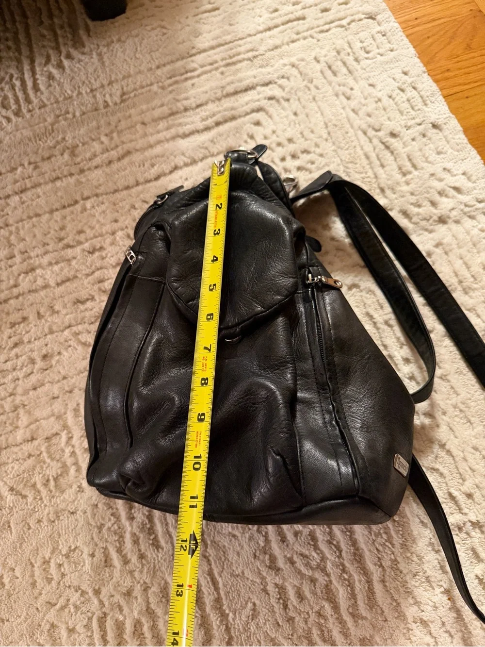 Tignanello black leather backpack purse convertible